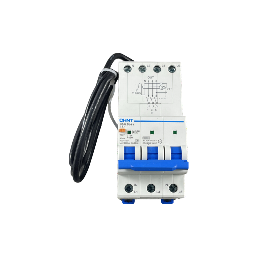 CHINT RCBO NB3LEU 63 3P N C50A 30mA 10kA 3 MODULE TYPE A CHASSIS chint-rcbo-nb3leu-63-3p-n-c50a-30ma-10ka-3-module-type-a-chassis
