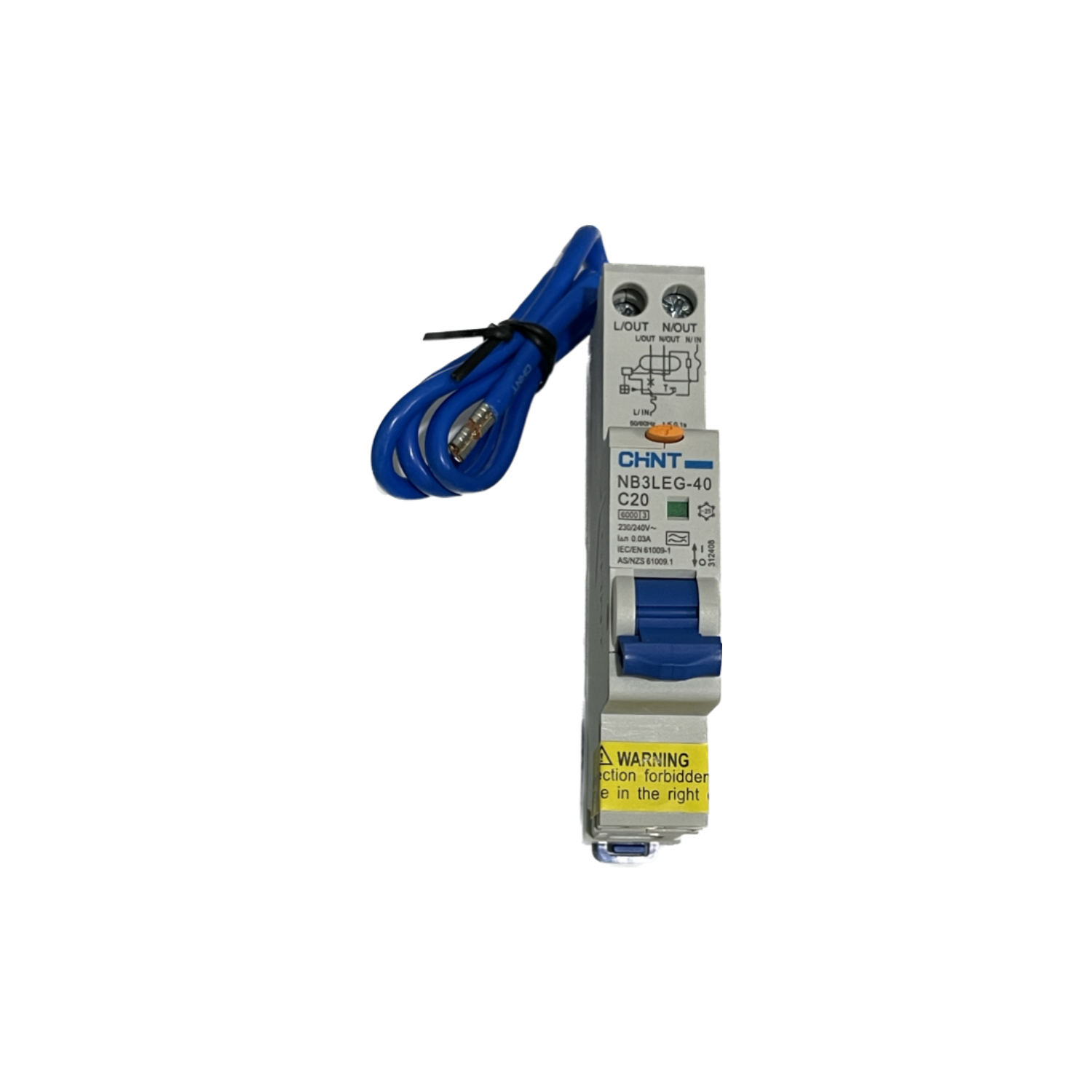 RCBO 1P+N 1 MODULE + P/TAIL C-CURVE TYPE A