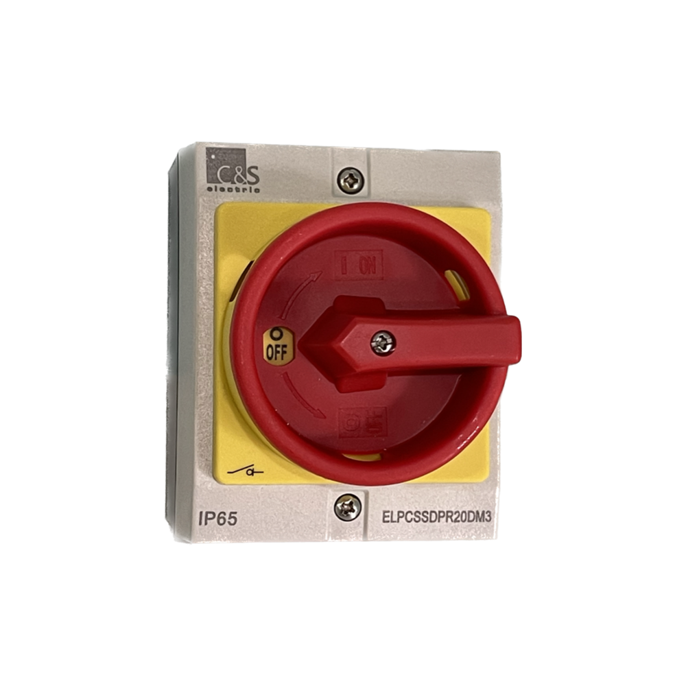C&S ISOLATOR SWITCH ON-OFF ENCLOSED IP65 3P 5.5KW (AC23 415V) 20A