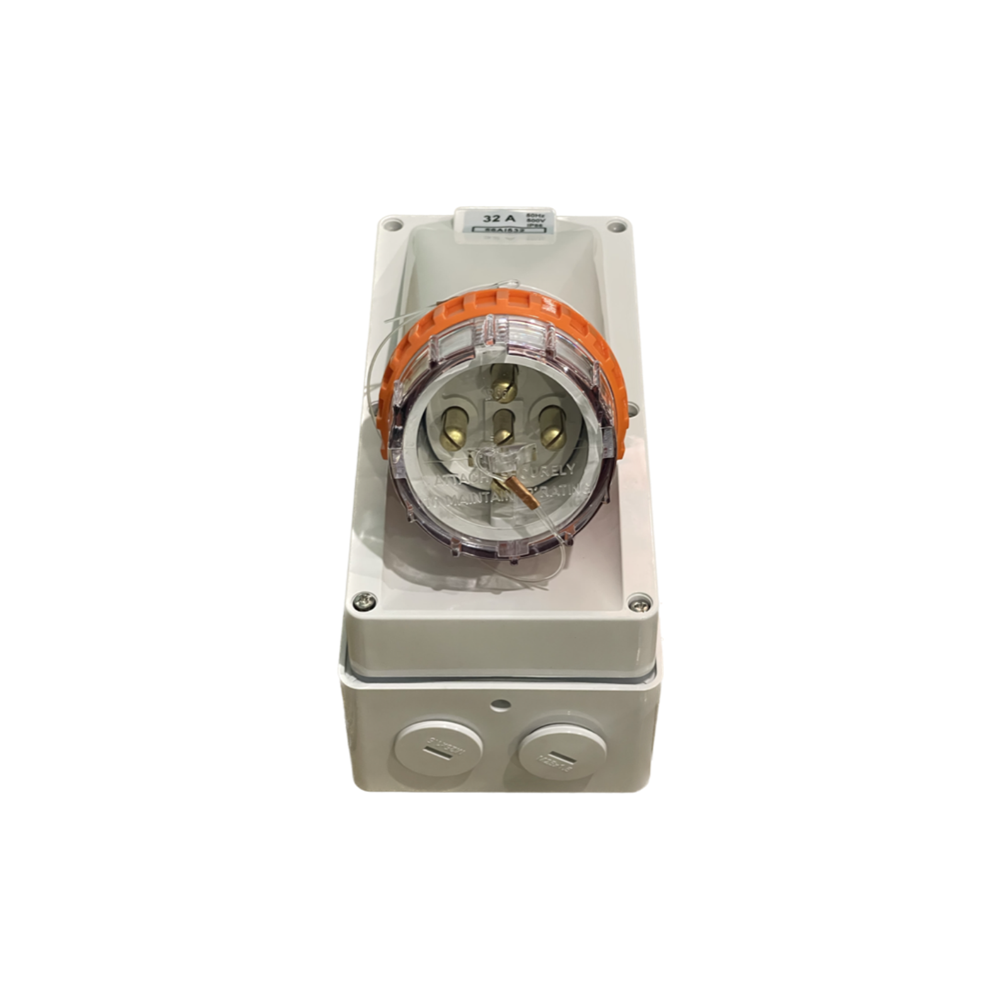 MYW APPLIANCE INLET 5 ROUND PIN 32A 500V IP66 GREY