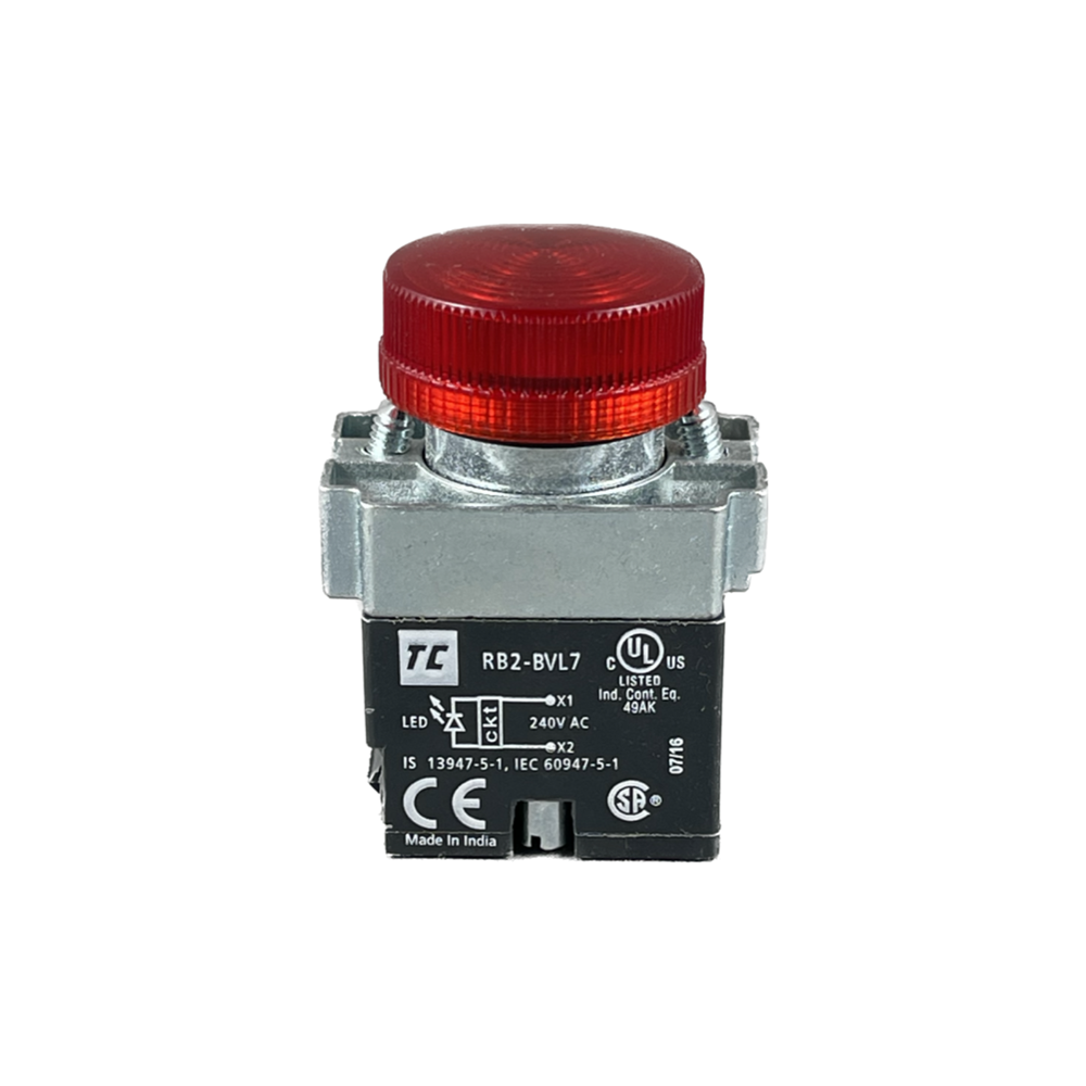 C&S ILLUMINATED PILOT LIGHT METAL 22.5MM MEGA LED 110VAC/DC RED