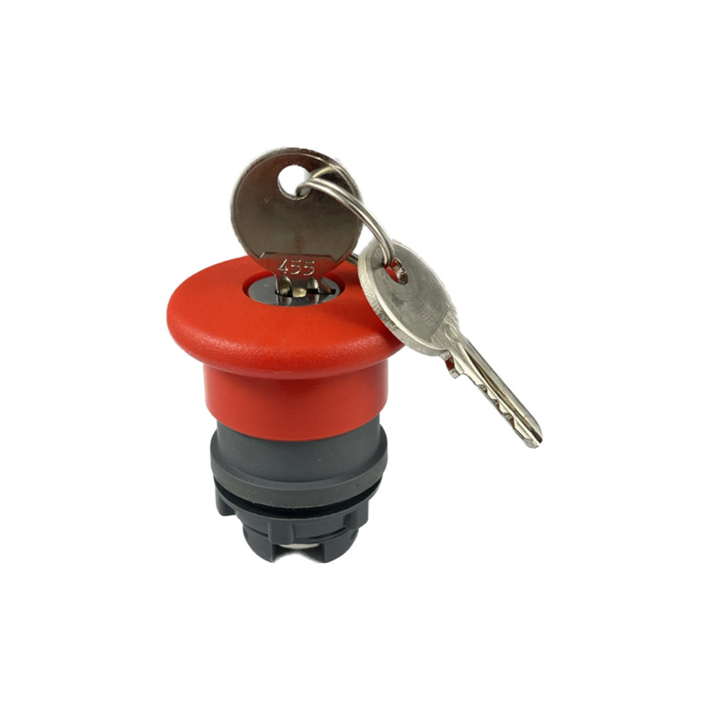 Keystop C&S MUSHROOM HEAD PLASTIC E-STOP LATCHING 30MM KEY RELEASE 22.5MM RED
