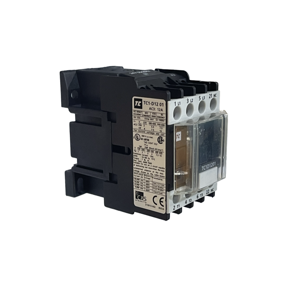 C&S ROBUSTA CONTACTOR 3P 5.5KW 12A (AC3 415V) 1NC AUX CONTACT 42VAC CO